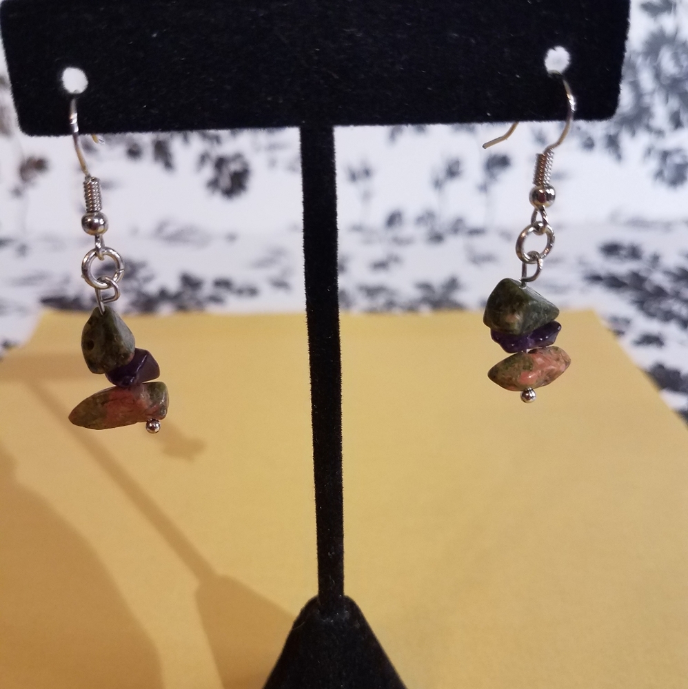 Green and purple  earrings jy21